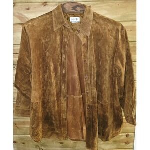 Vintage Bagatelle Brown 100% Leather Suede Button Up Shirt Jacket Size 3XL